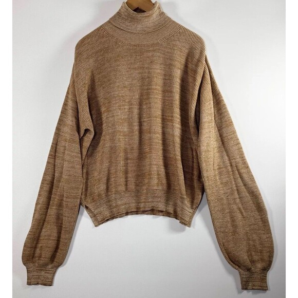 Sama Knits Womens Large Turtleneck Sweater Brown Organic Cotton Oversized Peru - Picture 1 of 12